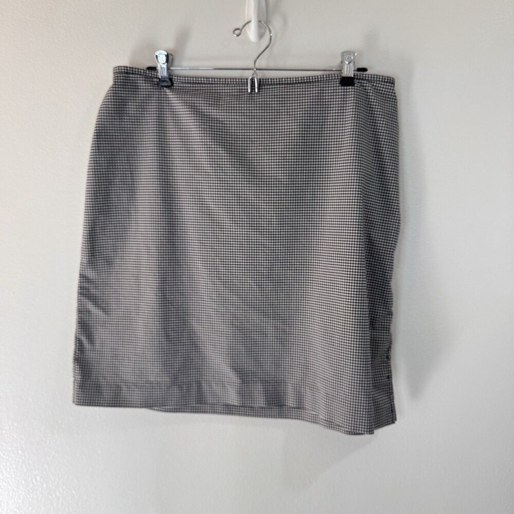 Vintage Y2K J. Crew Skirt 14 Gingham Check Black White A-line Preppy Schoolgirl